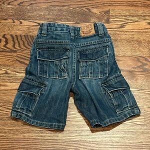 Baby Gap Denim Cargo Shorts lots of pockets and cinching waist size 2T